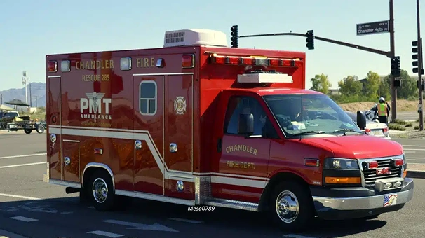 Ambulance parked on a city street